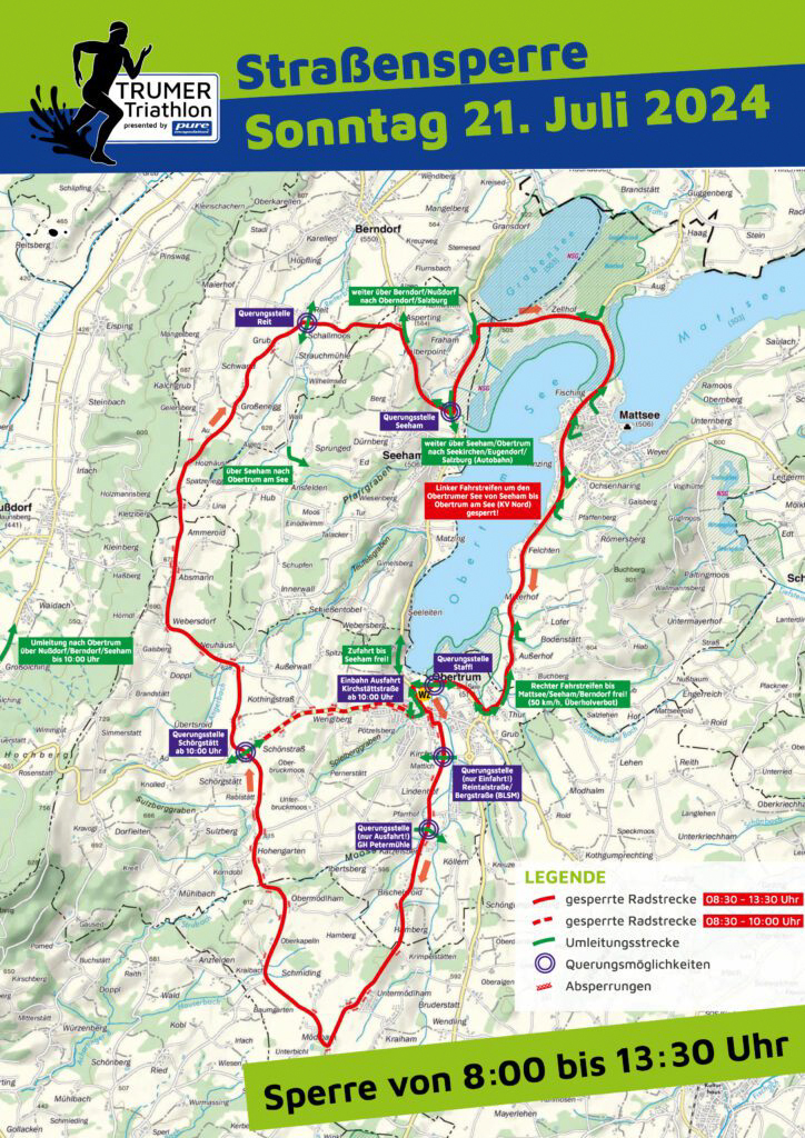 Straßensperren Trumer Triathlon - Sonntag ab 8 Uhr